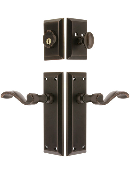 Grandeur Fifth Avenue Entry Set, Keyed Alike with Portofino Levers in Oil-Rubbed Bronze.